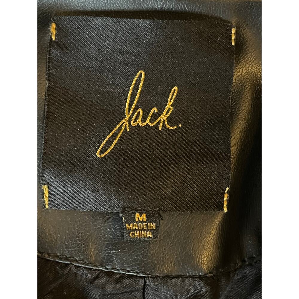 Womens Jack Faux Leather Crop Top Bomber Jacket with Gold Shoulder Studs Size M - Picture 5 of 7